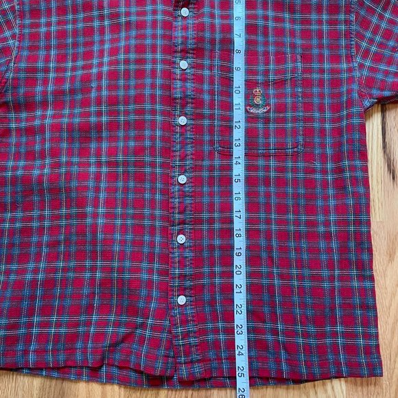 Chaps by Ralph Lauren Men's Button Down Short Sleeve Shirt Red Plaid Size Med - Picture 9 of 11